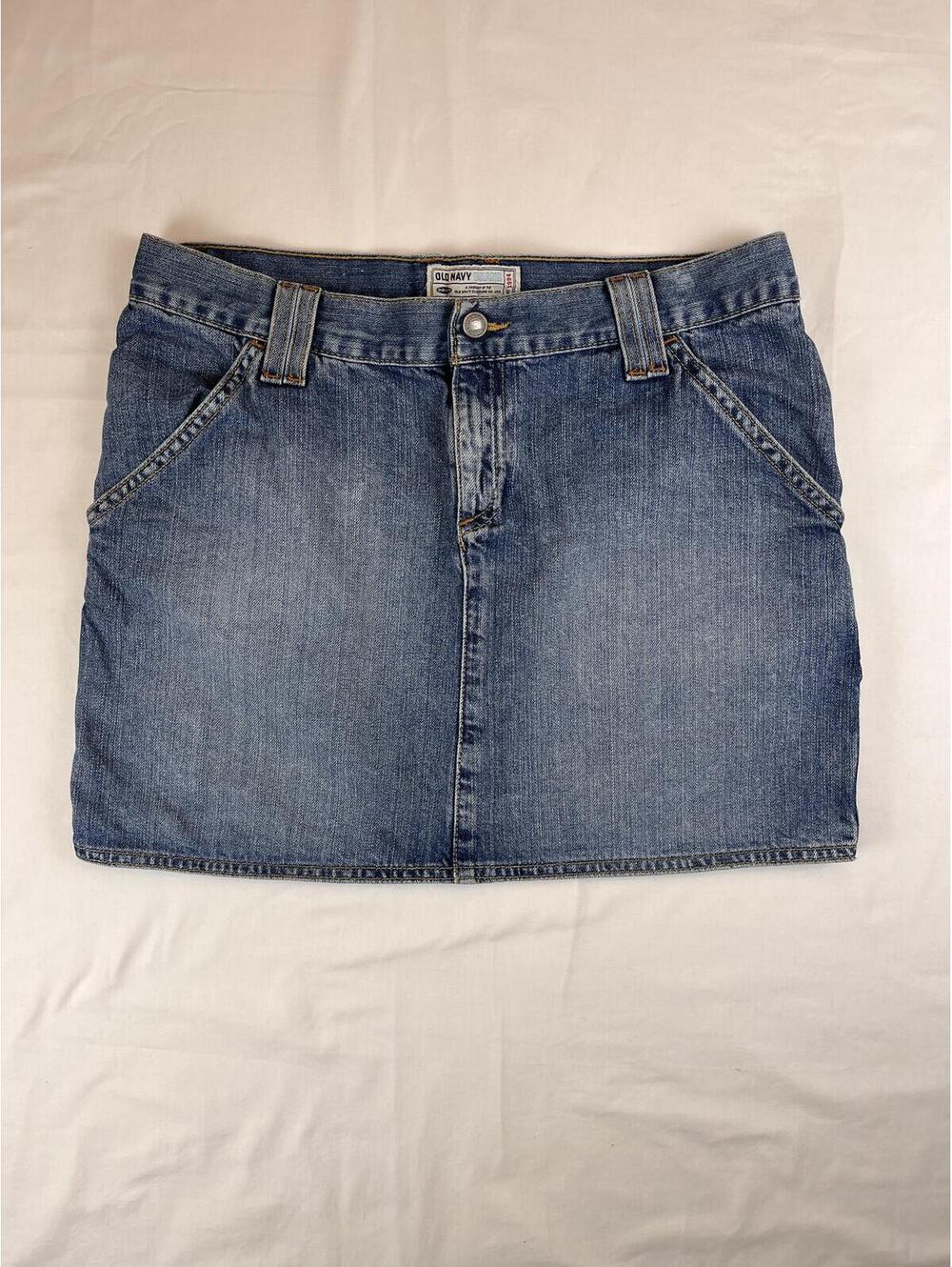 True Y2K Old Navy Denim Carpenter Mini Skirt Blue Jean Utility Pockets 90s 2000s